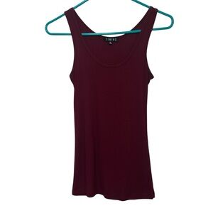 Timing Ribbed Knit Scoop Neck Tank Top - Burgundy/Maroon Size M